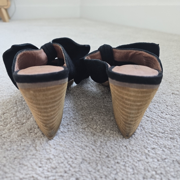 Jeffrey Campbell Cyrus Black Suede Bow Block Heel Mules 6.5 - Picture 4 of 9
